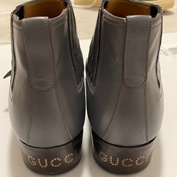 GUCCI Men's Leather Ankle Boot With G Brogue - Picture 1 of 6
